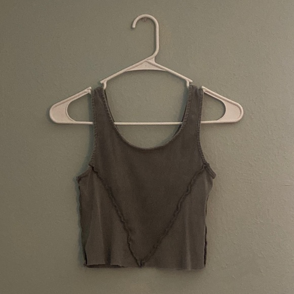 Green/grey cropped tank top - Picture 1 of 3